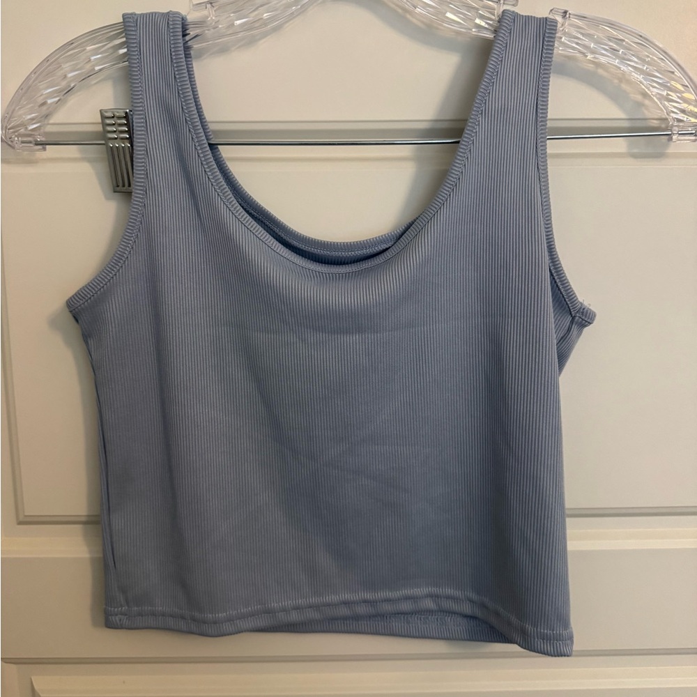 SHEIN Light Blue Ribbed Tank Top
